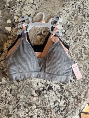 Danskin Ribbed Bralette Trio in Grey, Pink & Black